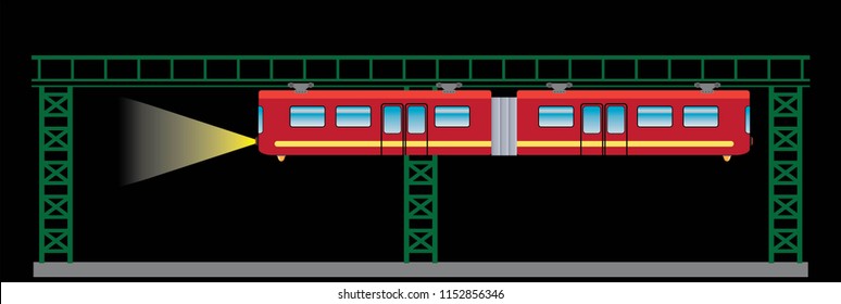 Flat DeSign of Suspension railway Vector and Illustration