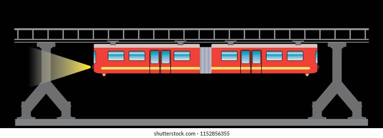 Flat DeSign of Suspension railway Vector and Illustration