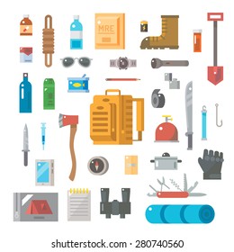 Flat design of suvivals kit set illustration vector