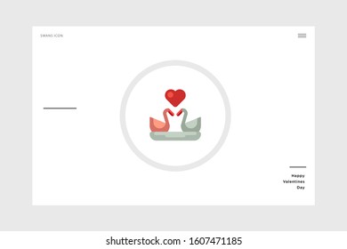 flat design swans valentine-themed icon on a white background