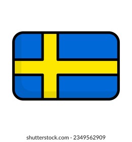 Flat design Swedish flag icon. Vector.