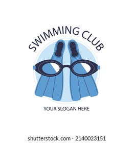 flat design swimming logo template design