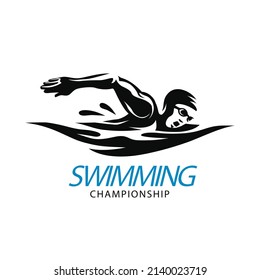 flat design swimming logo template design