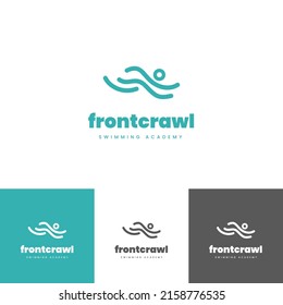 plantilla de logotipo de natación de diseño plano