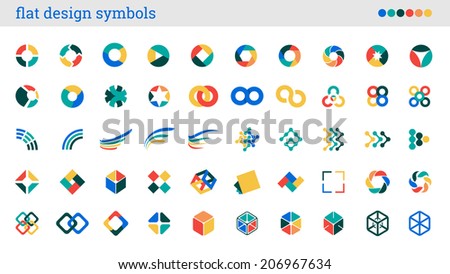 flat design symbols, signs, abstract icons 
