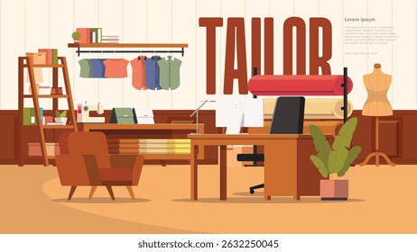 Ilustração de espaço de trabalho sob medida de design plano