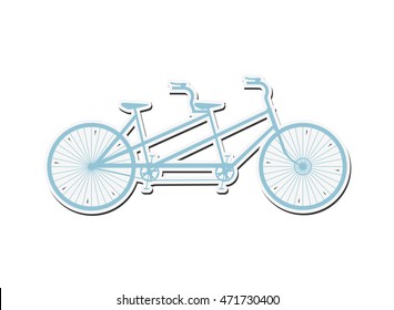 flat design tandem bicycle icon vector illustration
