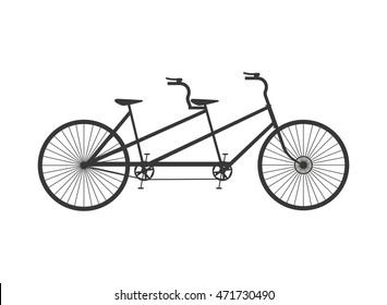 Flat Design Tandem Bicycle Icon Vector Illustration