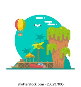 Flat design of Tapu island at Phang nga, Thailand illustration vector