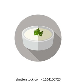 Flat design tartar sauce in bowl. mayonnaise