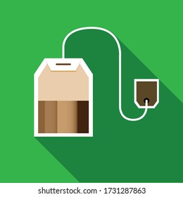 Flat Design of A Tea Bag on Green Background