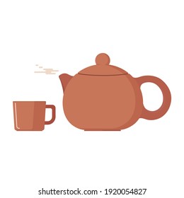 Flat design teapot and cup vector graphics