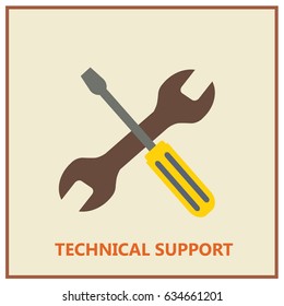 Flat design technical support icon for web and business. vector illustration.