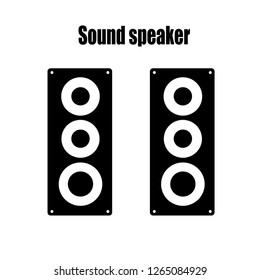 Flat design technology concept : Twins Black and white music stereo sound speaker icon. 