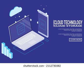 Flat design of technology concept,People works under the cloud and the icons,People using application and program from cloud - vector  Illustration