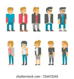 Flat design teen students set illustration vector
