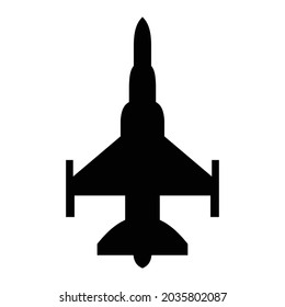 flat design template of black fighter plane silhouette icon