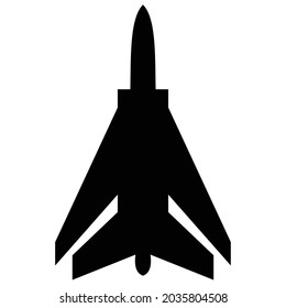 flat design template of black fighter plane silhouette icon