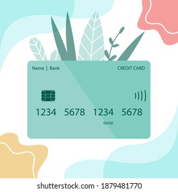 Plantilla de diseño plano con tarjeta de crédito de fondo rojo. Cronología en el fondo blanco. Ilustración vectorial isométrica plana. Ilustración vectorial aislada.
