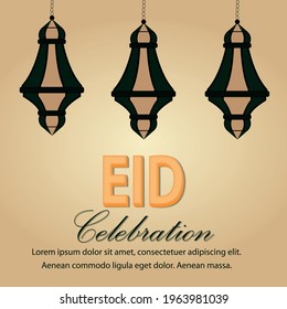 Flaches Design Vorlage für eid mubarak Feierlichkeiten Grußkarte mit Vektorgrafik 