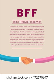Flat design template illustration of relationship and best friends forever .Friendship concept include, handshake and hand connection. Vintage colors and modern design