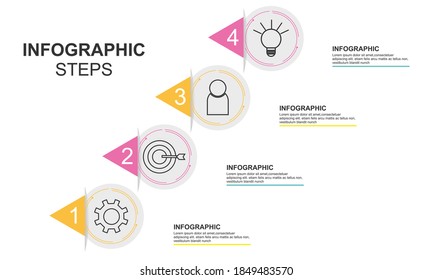 Flat design template isometric infographics steps background