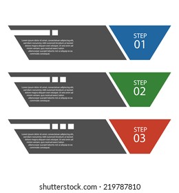 Flat design template / numbered banners / procedure steps. 