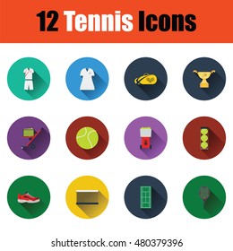 Flat design tennis icon set in ui colors. Vector illustration.