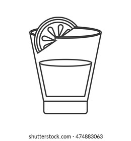 flat design tequila shot and lime icon vector illustration