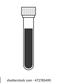 Flat Design Test Tube With Blood Icon Vector Illustration