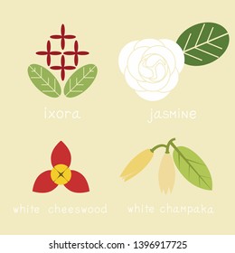 Flat design of Thai style flower icon element set , vector, illustration 