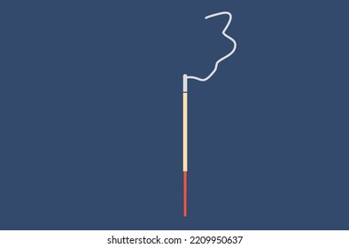 Flat design of Thailand incenses stick with smoke number three vector.