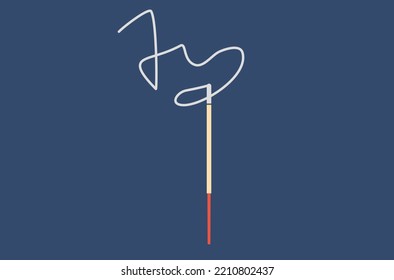 Flat design of Thailand incenses stick with smoke number seven vector.