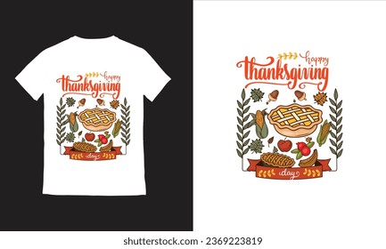 flat design thanksgiving background with dried leaves, lettering, hand drawn turkey