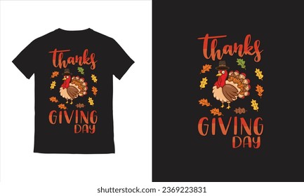 flat design thanksgiving background with dried leaves, lettering, hand drawn turkey