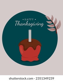 Flat design Thanksgiving Illustration with  Apple Caramel