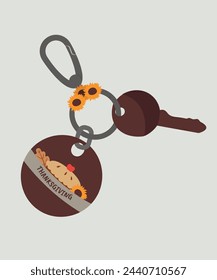 Flat Design Thanksgiving Illustration with Key Chain