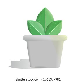 flaches Design, das über die Gartenanlage in einem Topf beschreibt, die sehr schön ist und frische Sicht gibt