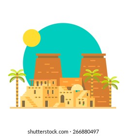 Flat design of Thebes Luxor temple Egypt illustration vector
