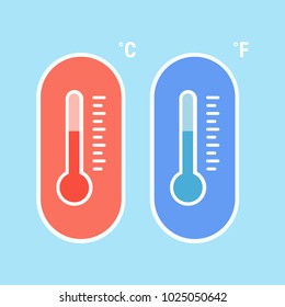 Flat design of Thermometer measuring heat and cold, vector illustration