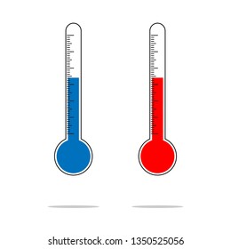 Flat design of Thermometer measuring heat and cold, with sun and snowflake icons, vector illustration
