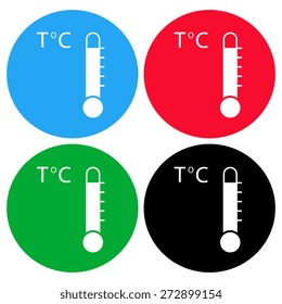 Flat design of Thermometer measuring heat and cold, vector illustration