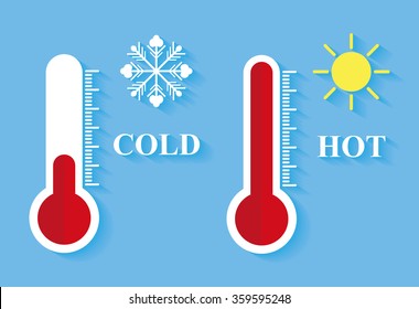 Flat design of Thermometer measuring heat and cold
