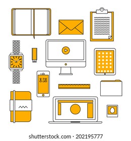 Flat design thin line icons set modern style vector illustration of trendy