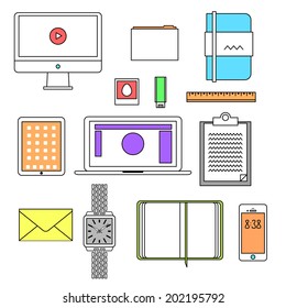 Flat design thin line icons set modern style vector illustration of trendy