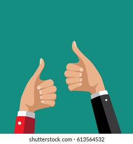 Flat Design Thumbs Up Background with copy space. EPS10 vector Illustration.