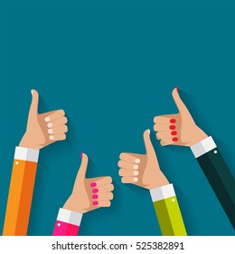 Flat Design Thumbs Up Background . Vector Illustration EPS10