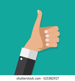 Flat Design Thumbs Up Background . Vector Illustration EPS10
