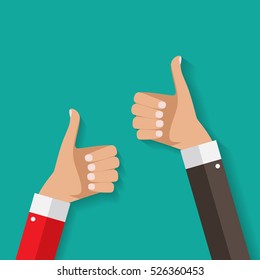 Flat Design Thumbs Up Background . Vector Illustration EPS10