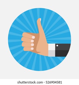 Flat Design Thumbs Up Background . Vector Illustration EPS10